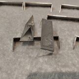 10 silver-plated metal knife and card holders, art deco style, Rabier