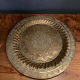 20th century Moroccan tea tray in richly engraved copper or brass