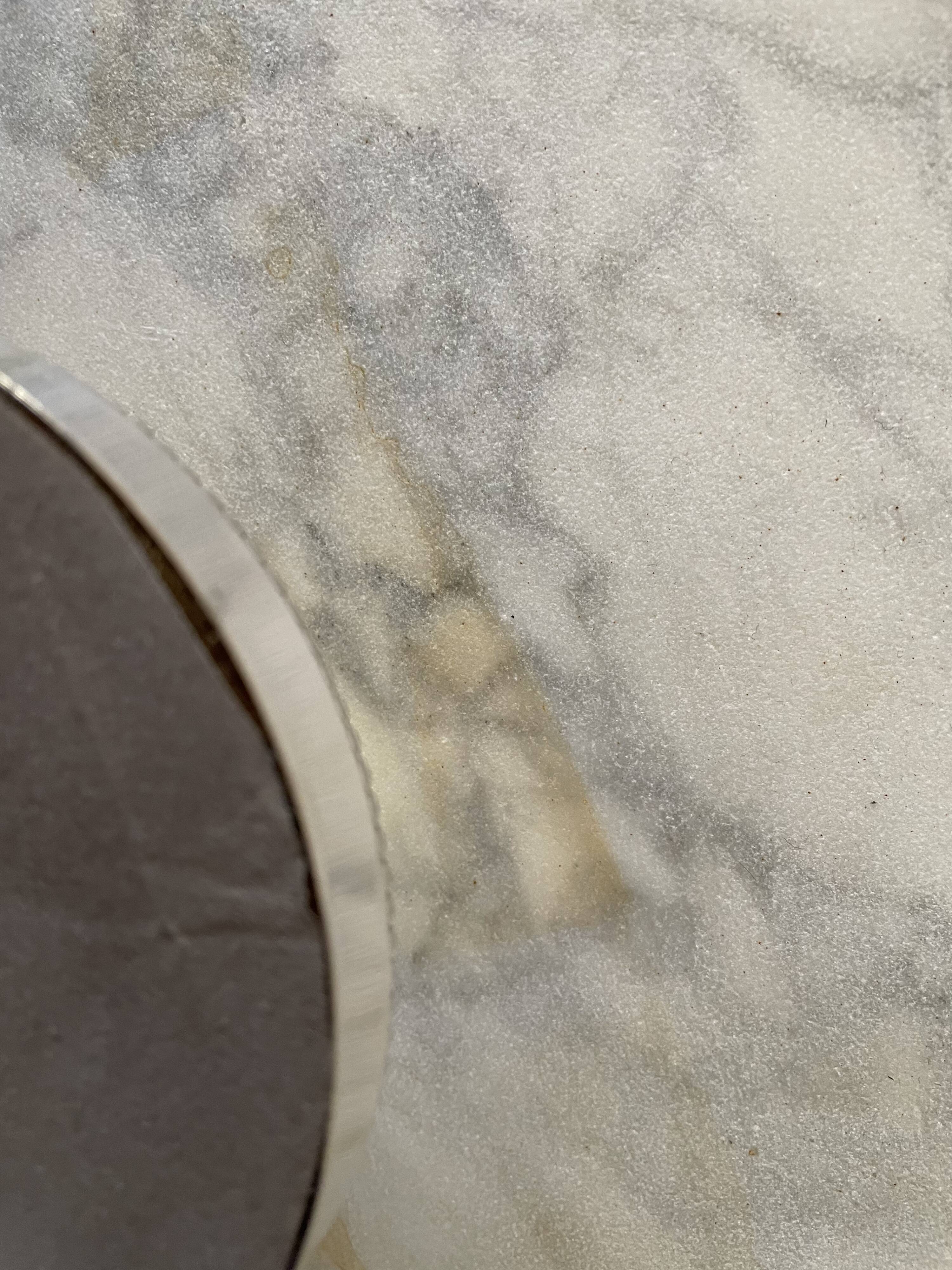 Marble cheese platter and silver metal 1970