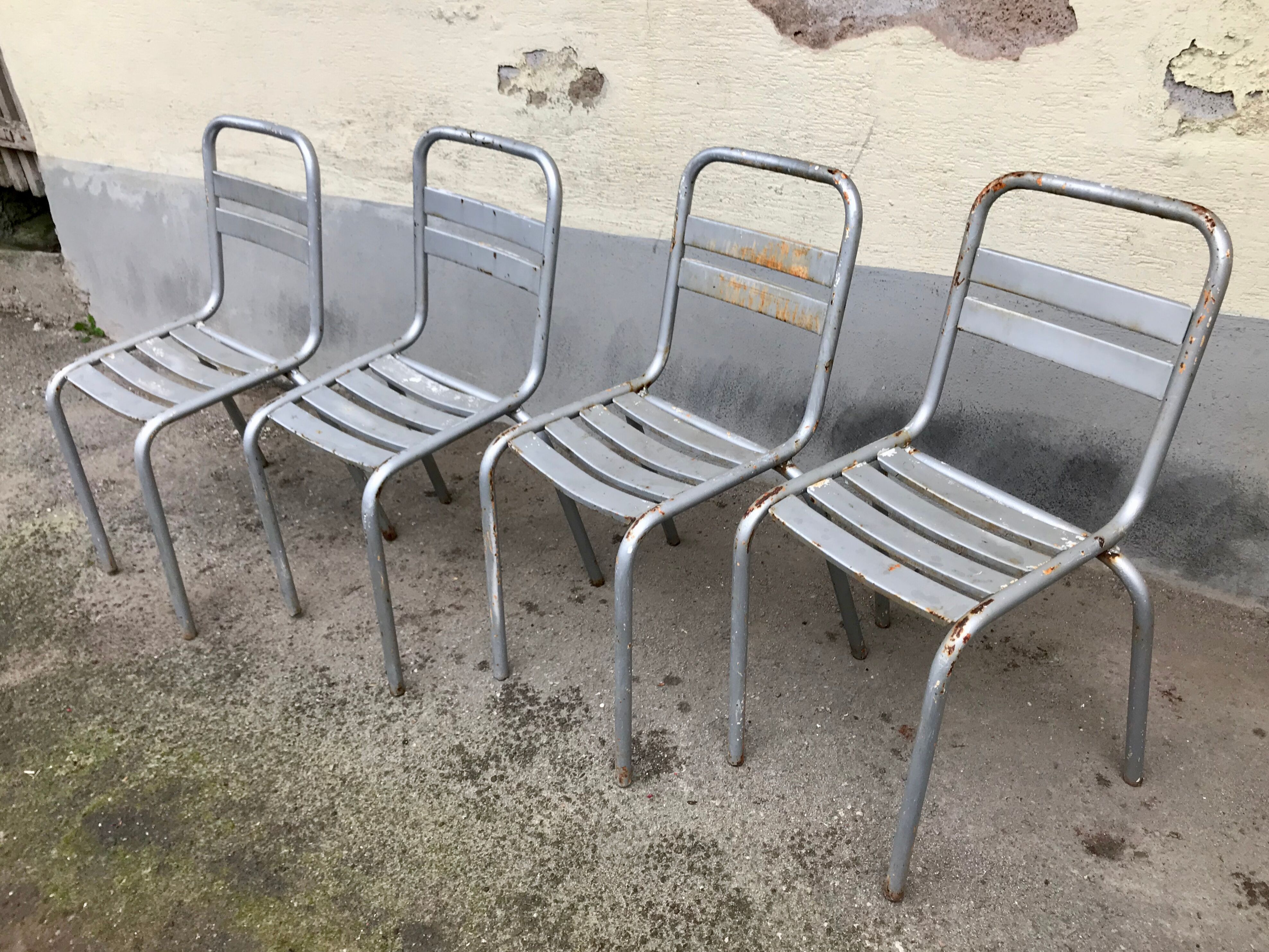 Série de 4 chaises bistrot Tolix modèle T2 bar café restaurant troquet