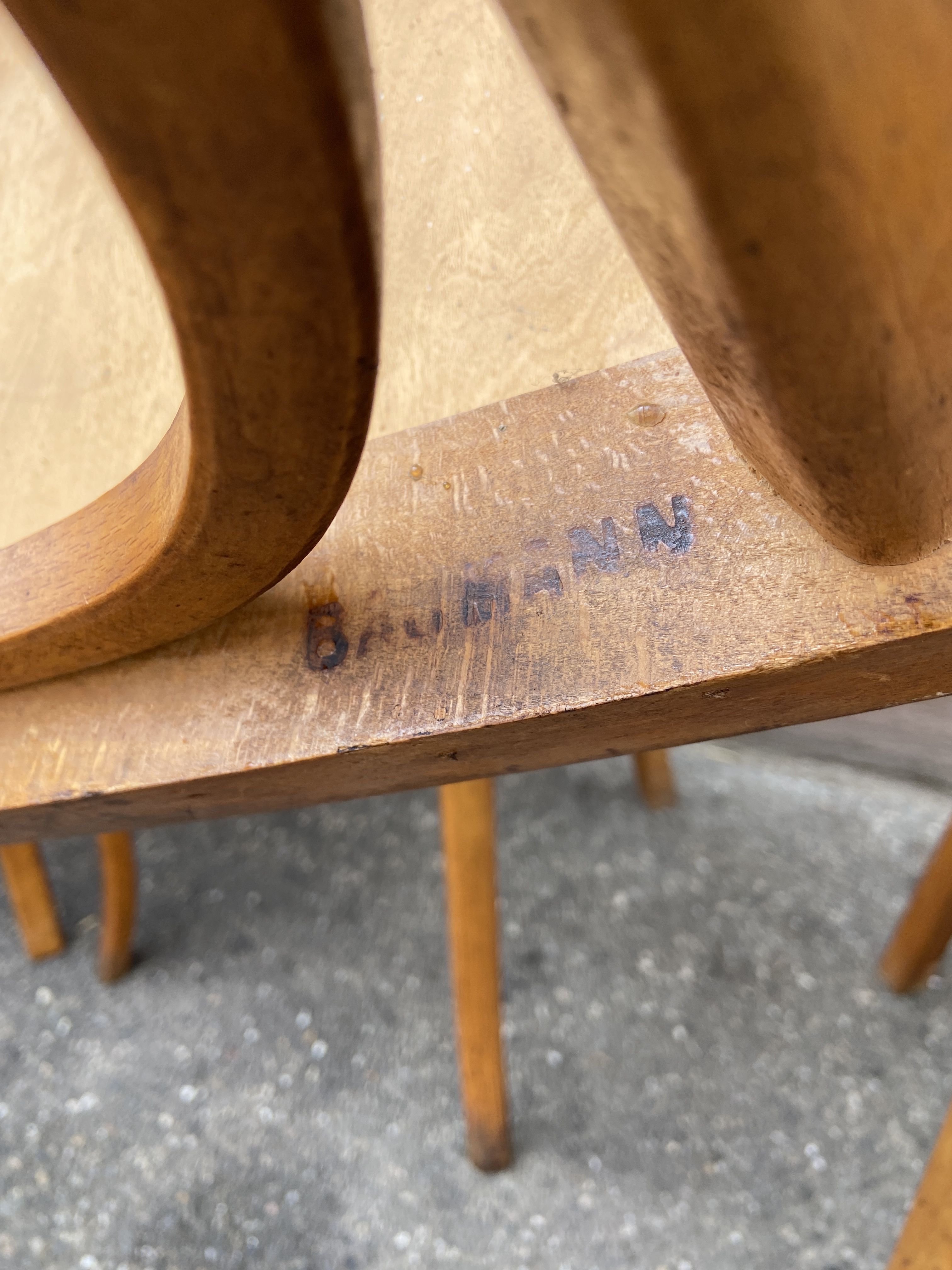 Set of 6 chairs bistrot café baumann bentwood from the 1950s