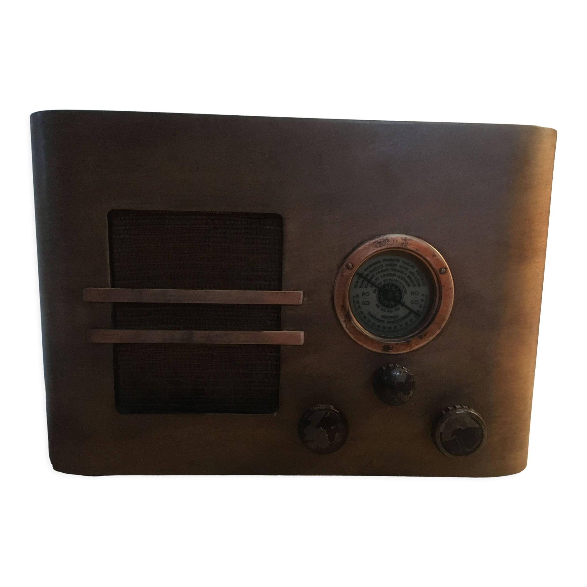 Old wooden radio set in wood lamp for decoration or collection