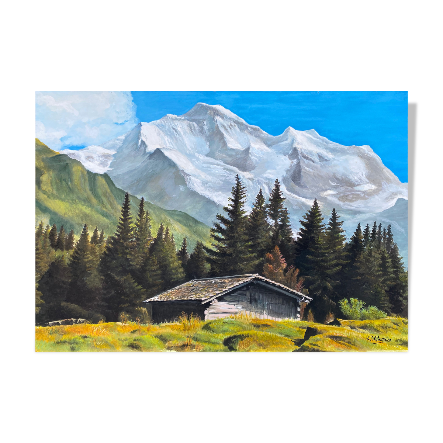 Table HSP "High Mountain Landscape with Cottage" by G. Gauthier