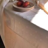 Nappe ancienne en damassée coton teintée en rose thé