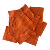 10 serviettes anciennes monogrammées MA - 38x38 cm - Coton