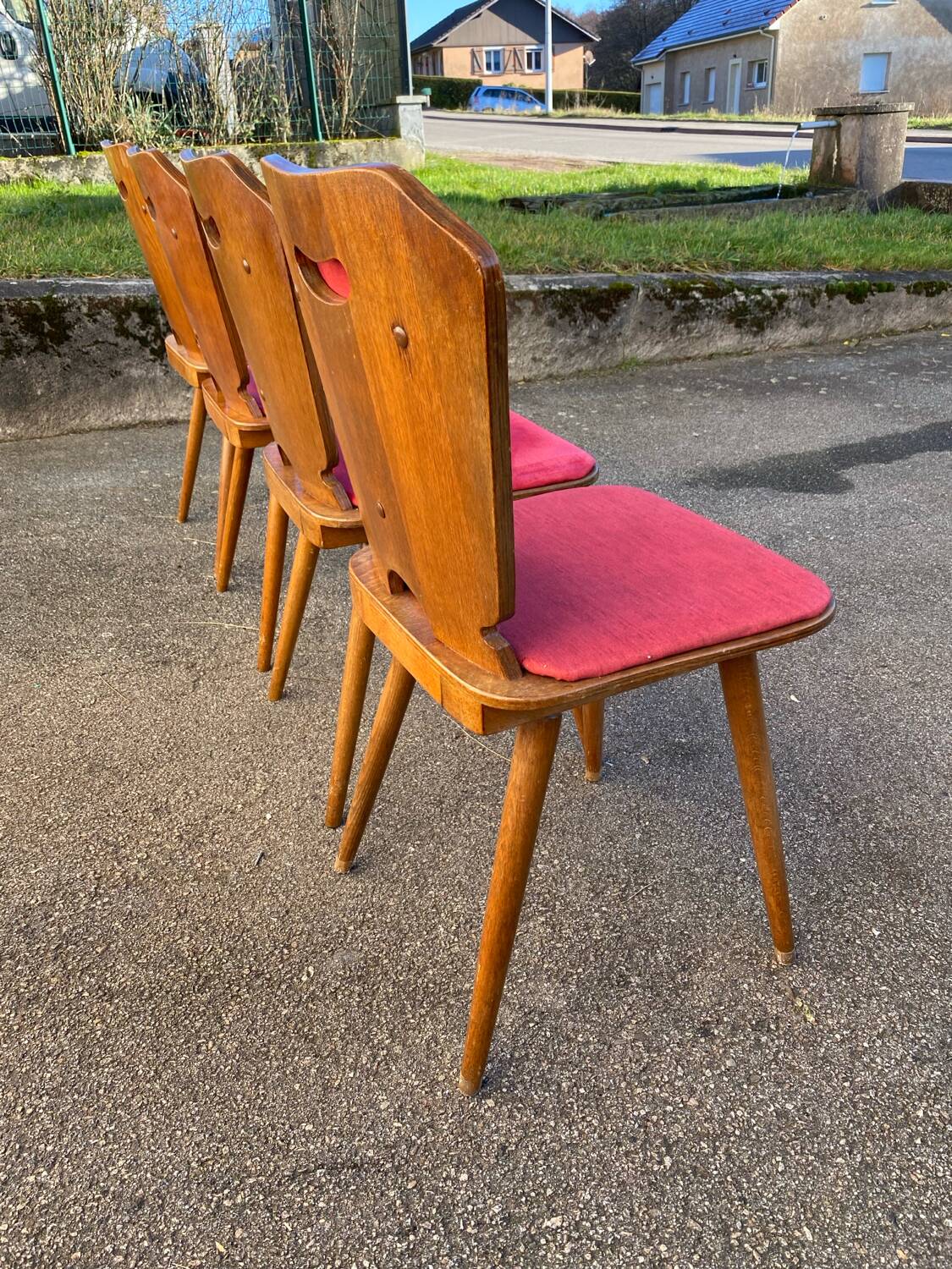 Set de 4 chaises bois/velours