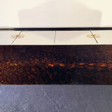 Black and gold lacquered buffet with Chinese handles, 1970