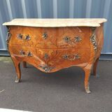 Old style chest of drawers Louis XV marquetry marble top