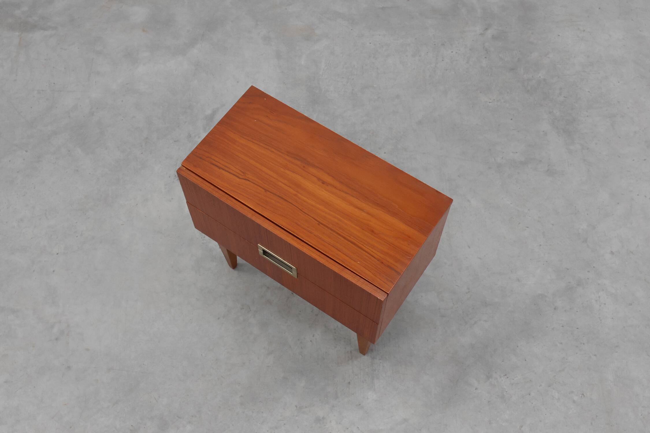 Vintage Nightstand in teak veneer with 2 drawers, Belgium 1950s