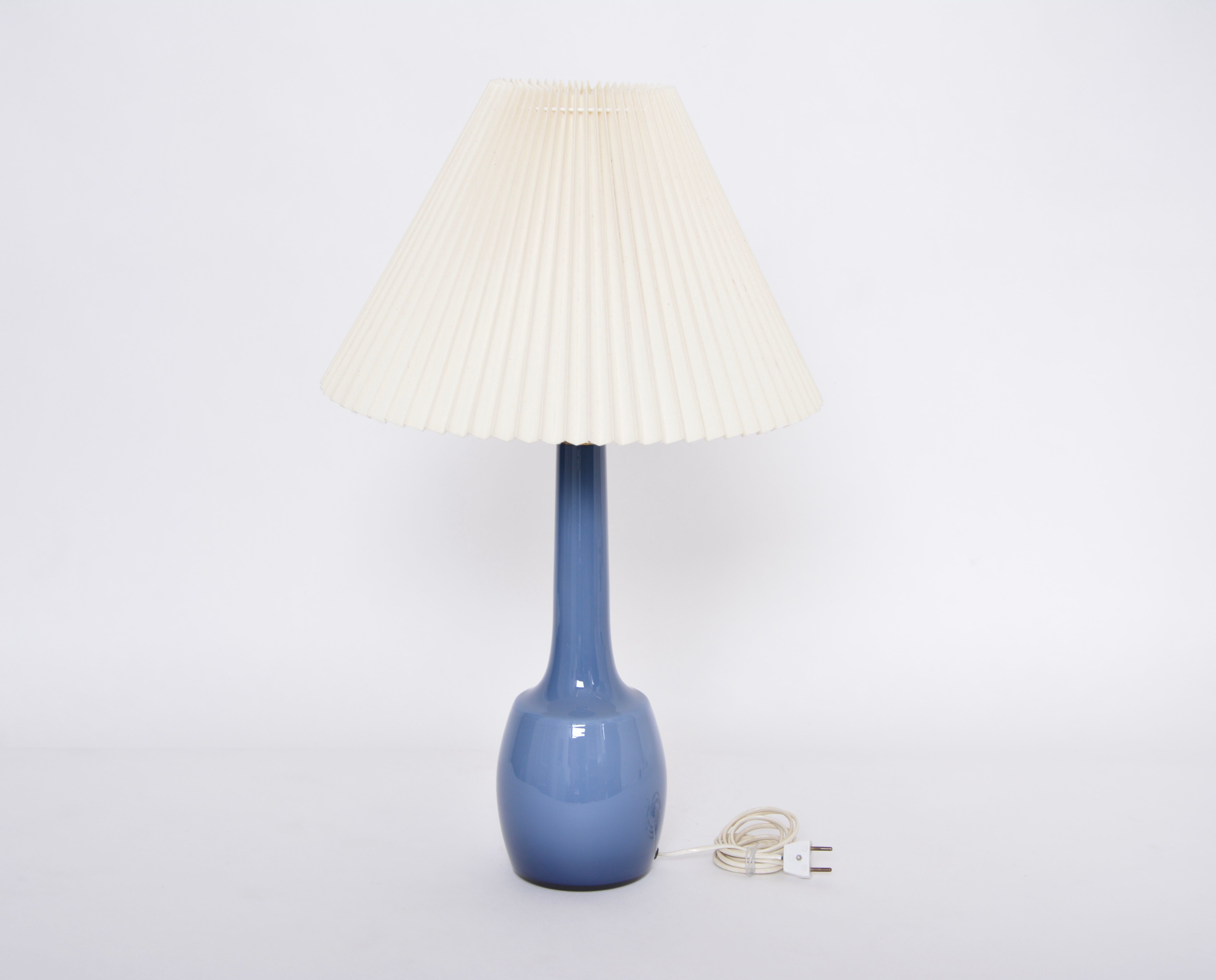 Rare blue Danish Mid-Century table lamp by Esben Klint for Holmegaard