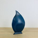 Blue ceramic vase, triangular and pot-bellied