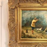 Oil Painting Panel HSP EDWARD WEBB Hunting Dog Forest