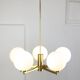 Mid-century Modern Italian Brass and Opaline Chandelier, 1960s
