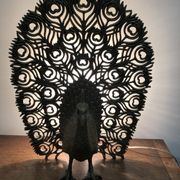 Lampe paon dorée