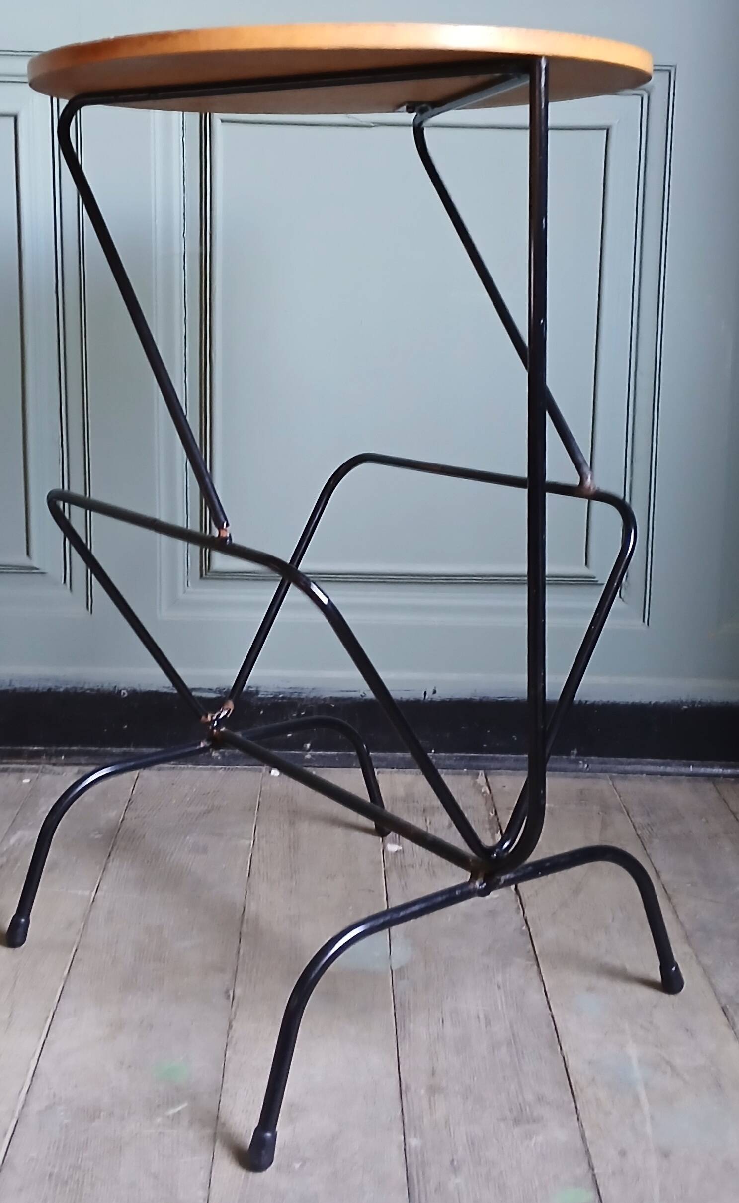 Side table with magazine holder, light oak, 1960.