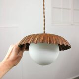 Mid-Century Italian Copper and Opaline Pendant Lamp