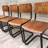 Lot of 4 chairs Vintage Arhend Cantilever oak color