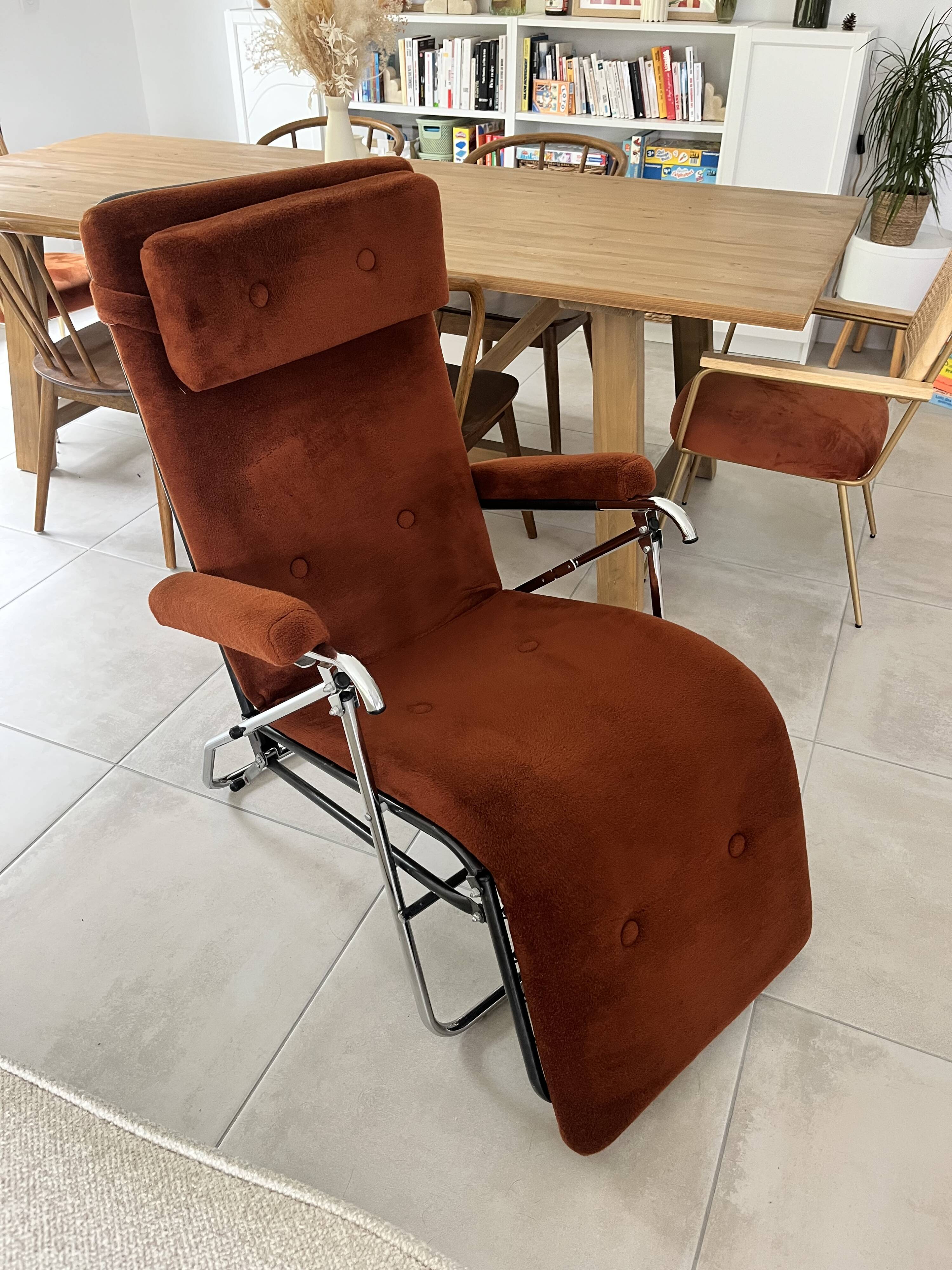 Vintage Pierson velvet reclining armchair – 1970s/80s