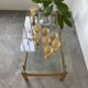 Table scandinave teck blond et verre 60