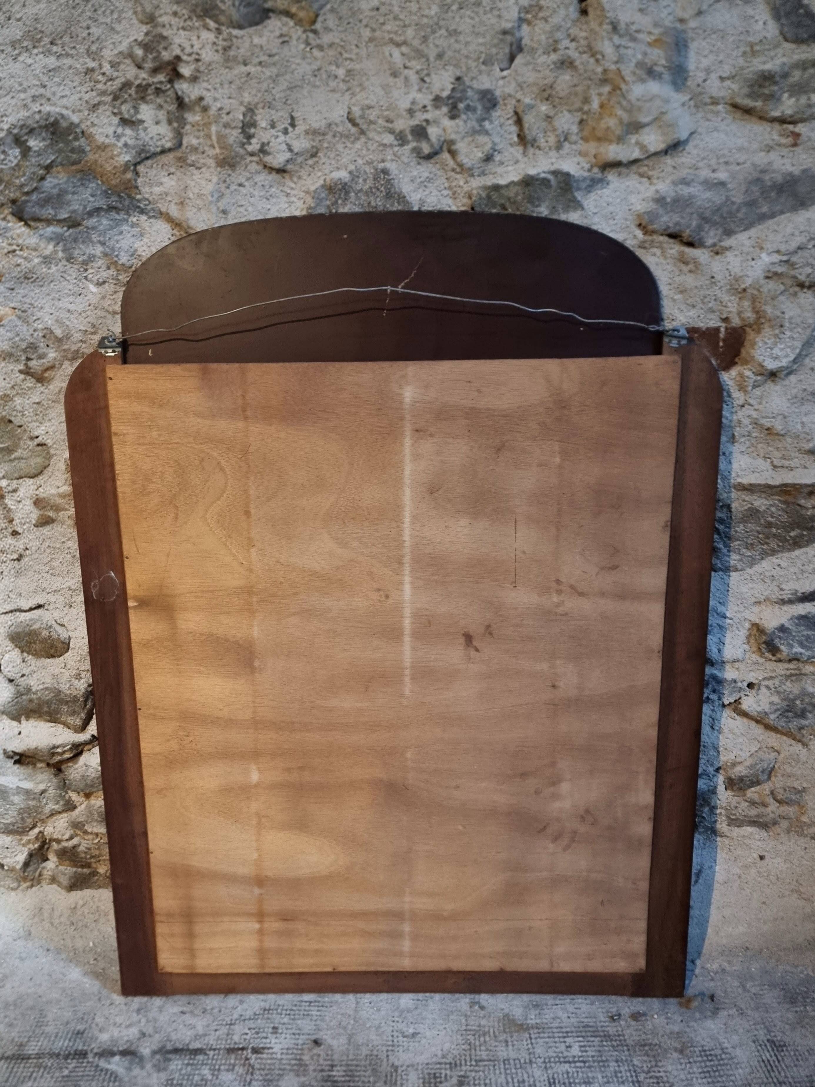 French Art Deco walnut mirror – sculpted wall mirror from the 1920s in France