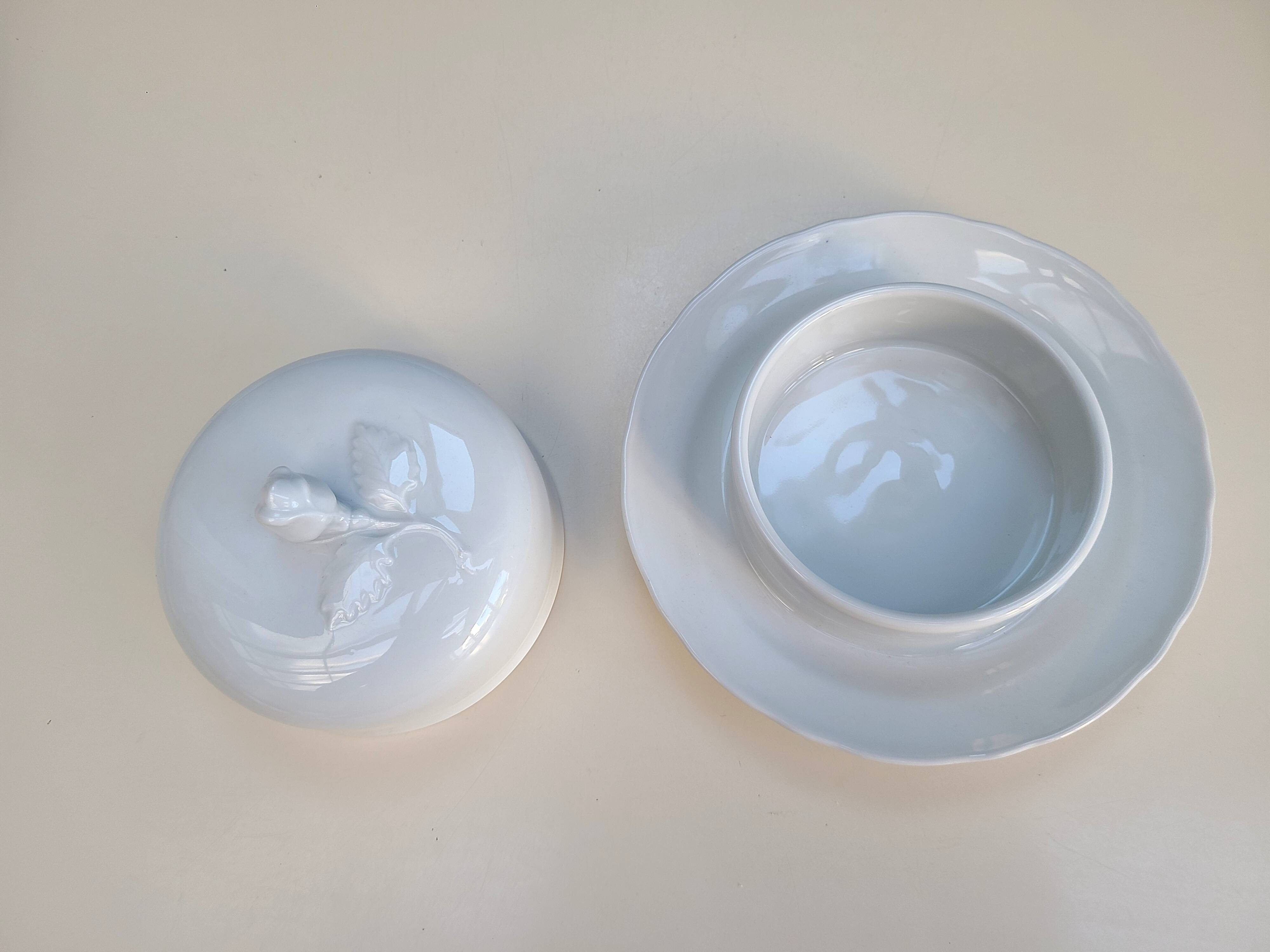 White porcelain butter dish with cover