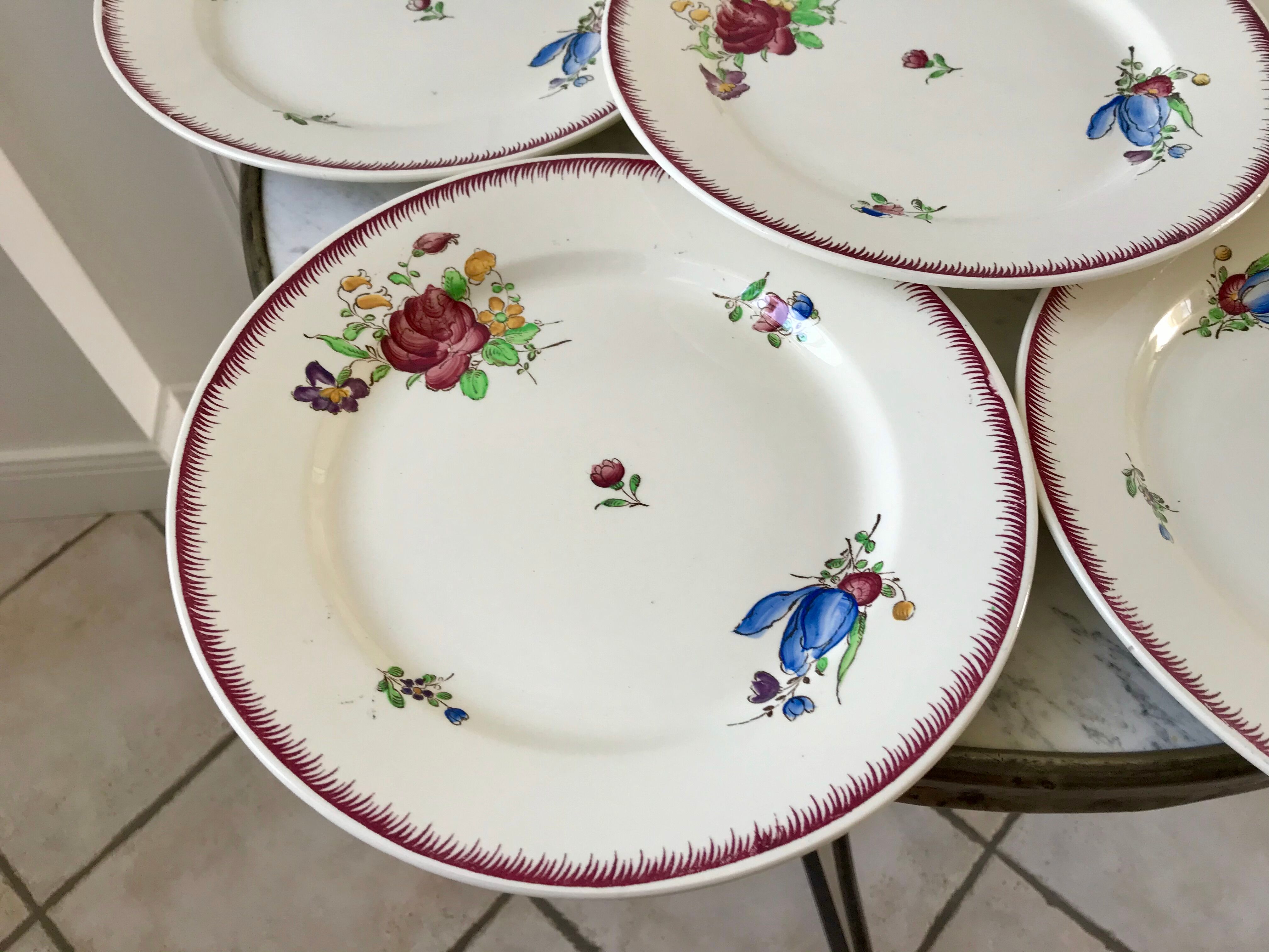 lot de 6 grandes assiettes plates Villeroy & Boch La Louvière fabrication belge en Terre de Fer débu