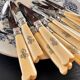 12 Robert Linzeler knives and leg of lamb set for Jules Piault Paris