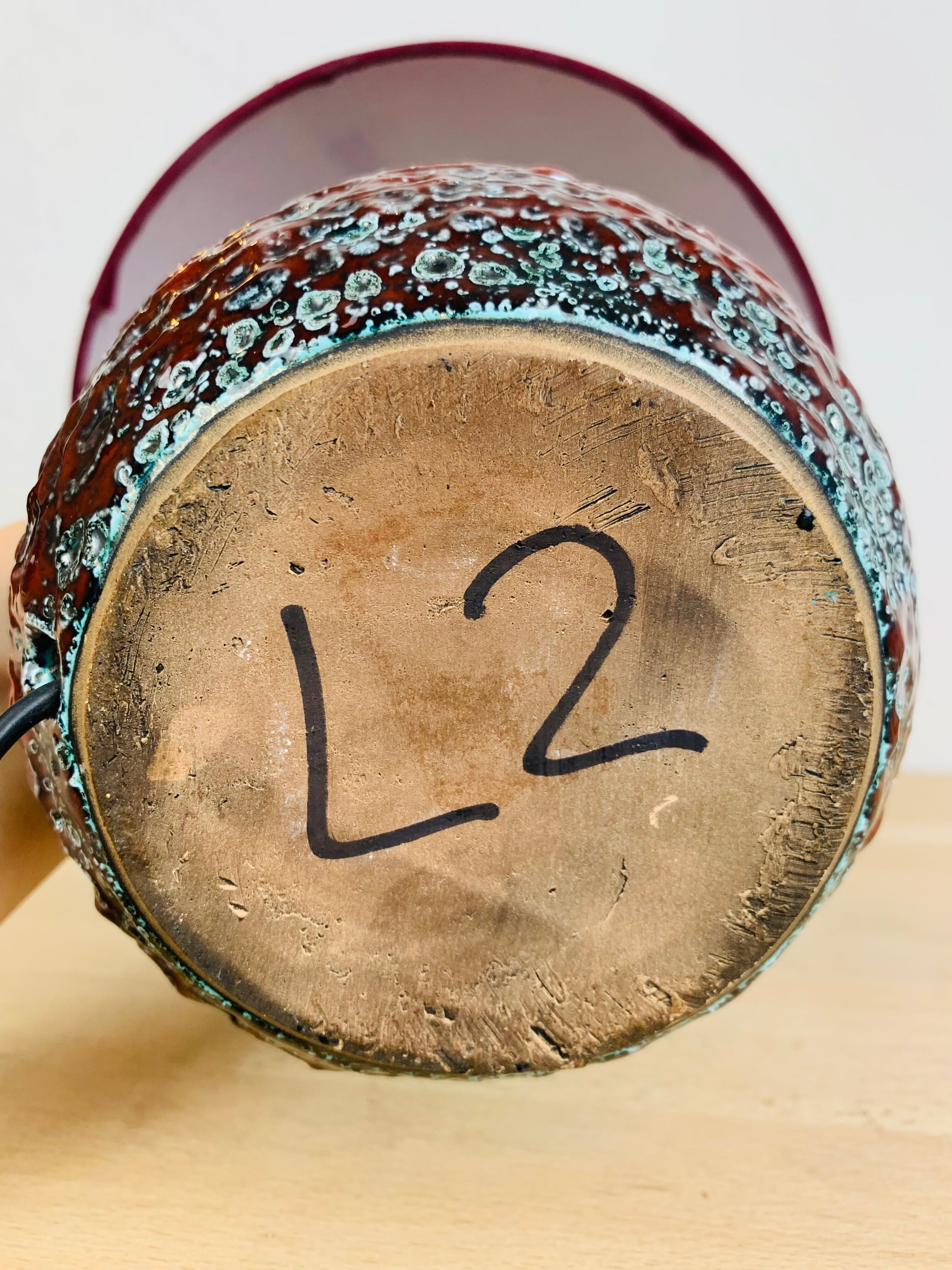 Red crisp ceramic lamp Vallauris