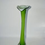 Large green and white opaline vase from the 70s
