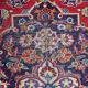 Antique Kashan wool rug, medallion & allover floral, crimson & navy, c. 1920s — 283 × 384 cm — 1C1279