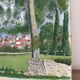 Landscape, arrival at the village, oil on canvas