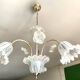 Murano chandelier with 3 iridescent flowers, 1980.