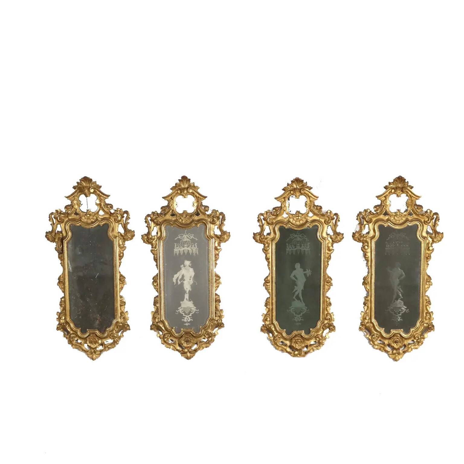 Antique baroque mirrors from the mid-18th century, mercury mirror.