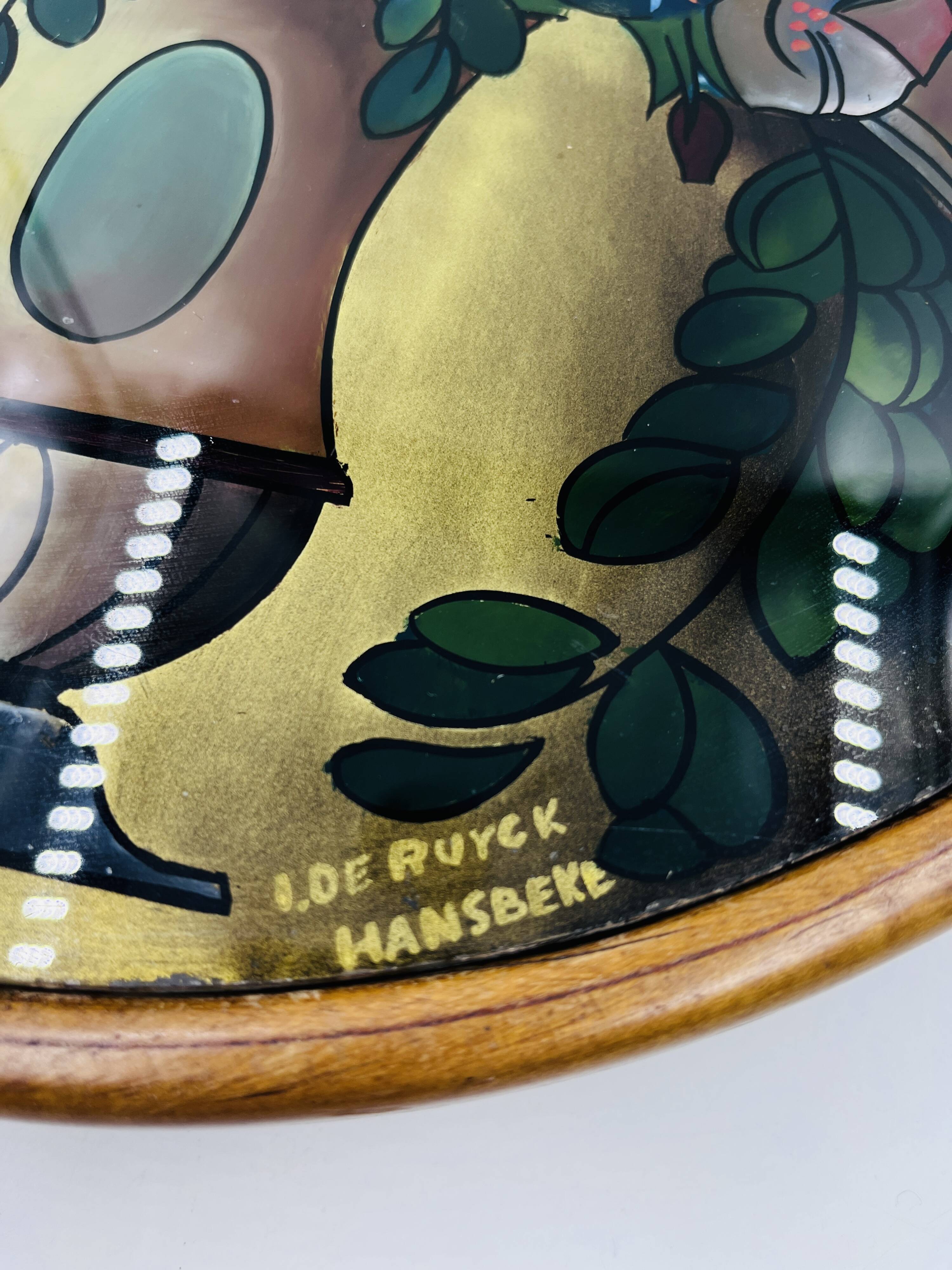 Art Deco painted glass pie dish