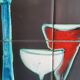 Vintage row with sliding doors and ceramic decoration