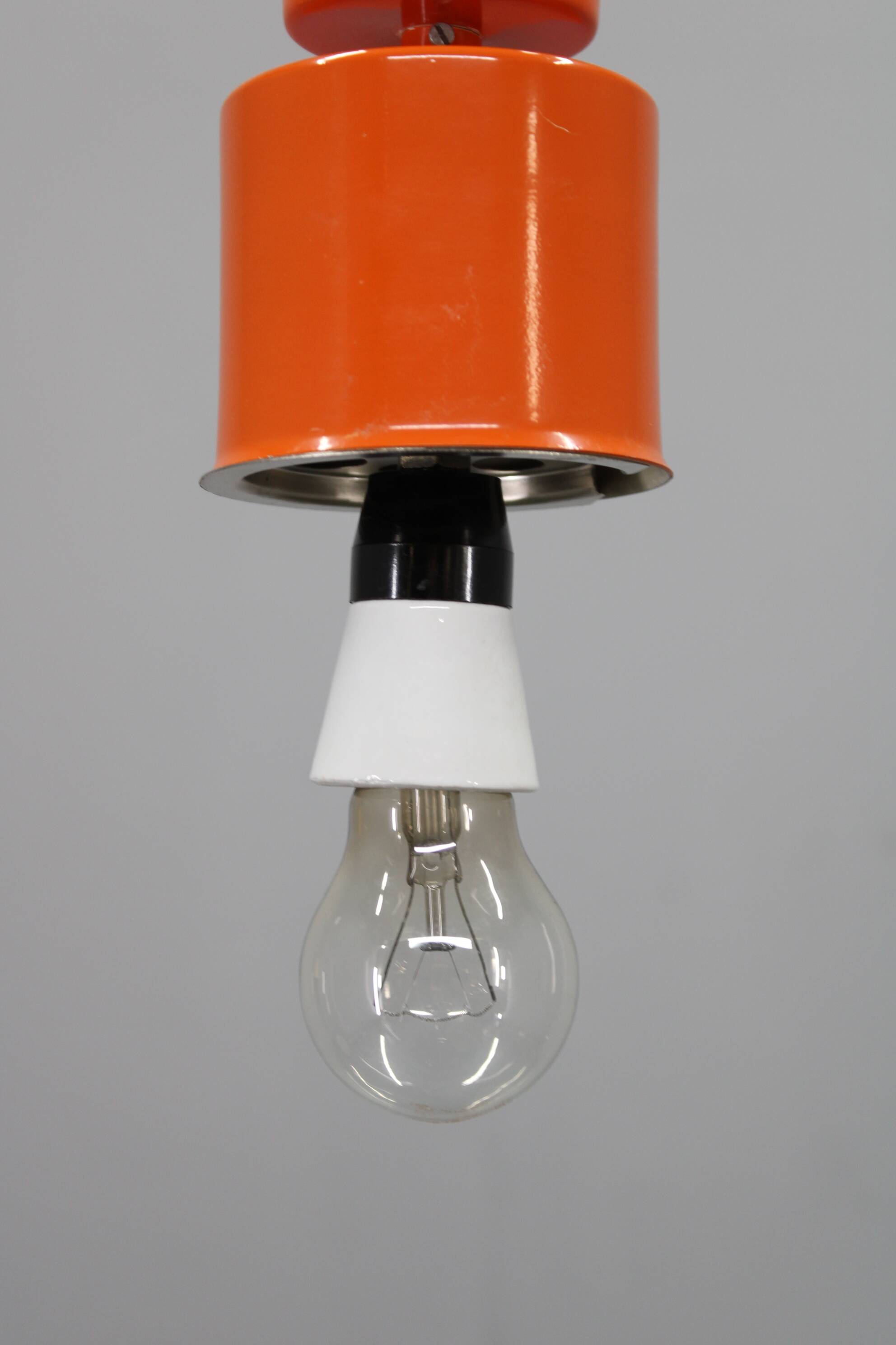 1970s Czechoslovak mid-century orange opaline glass pendant lamp