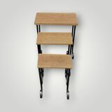 Antique wooden and wrought iron nesting tables – circa 1950