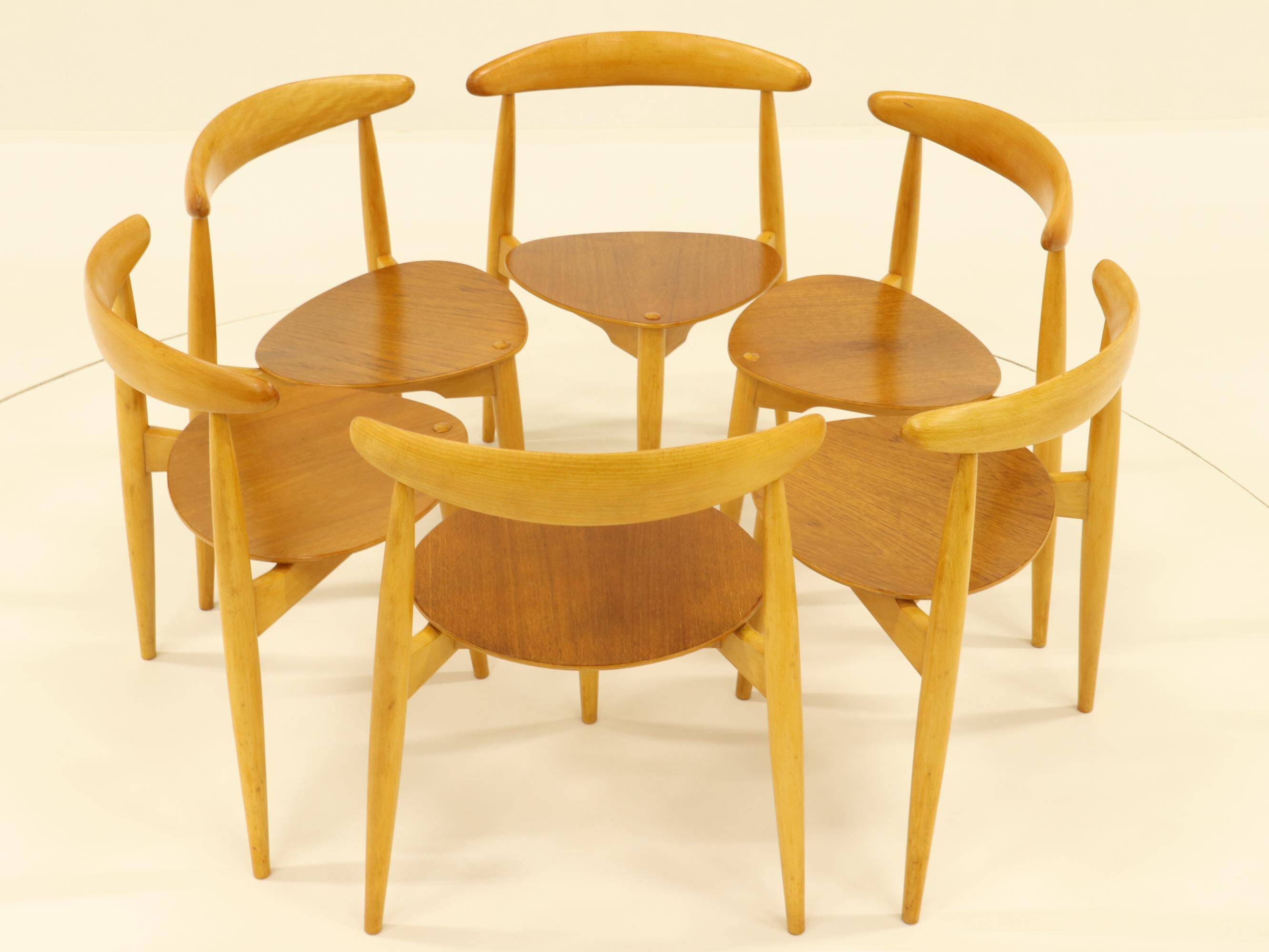 Heart dining set, designed by Hans Wegner for Fitz Hansen,  Denmark 1960s