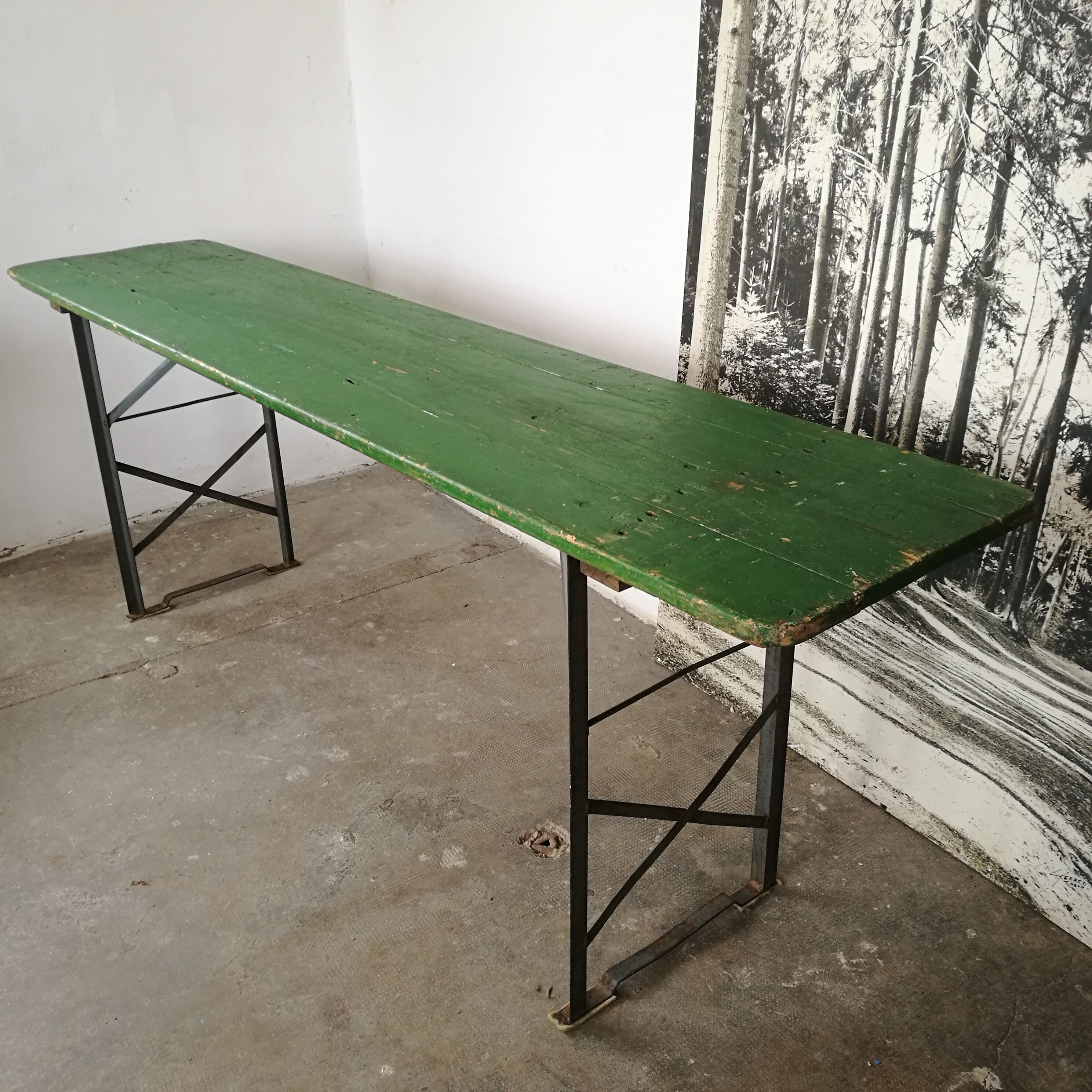 Folding brewery table