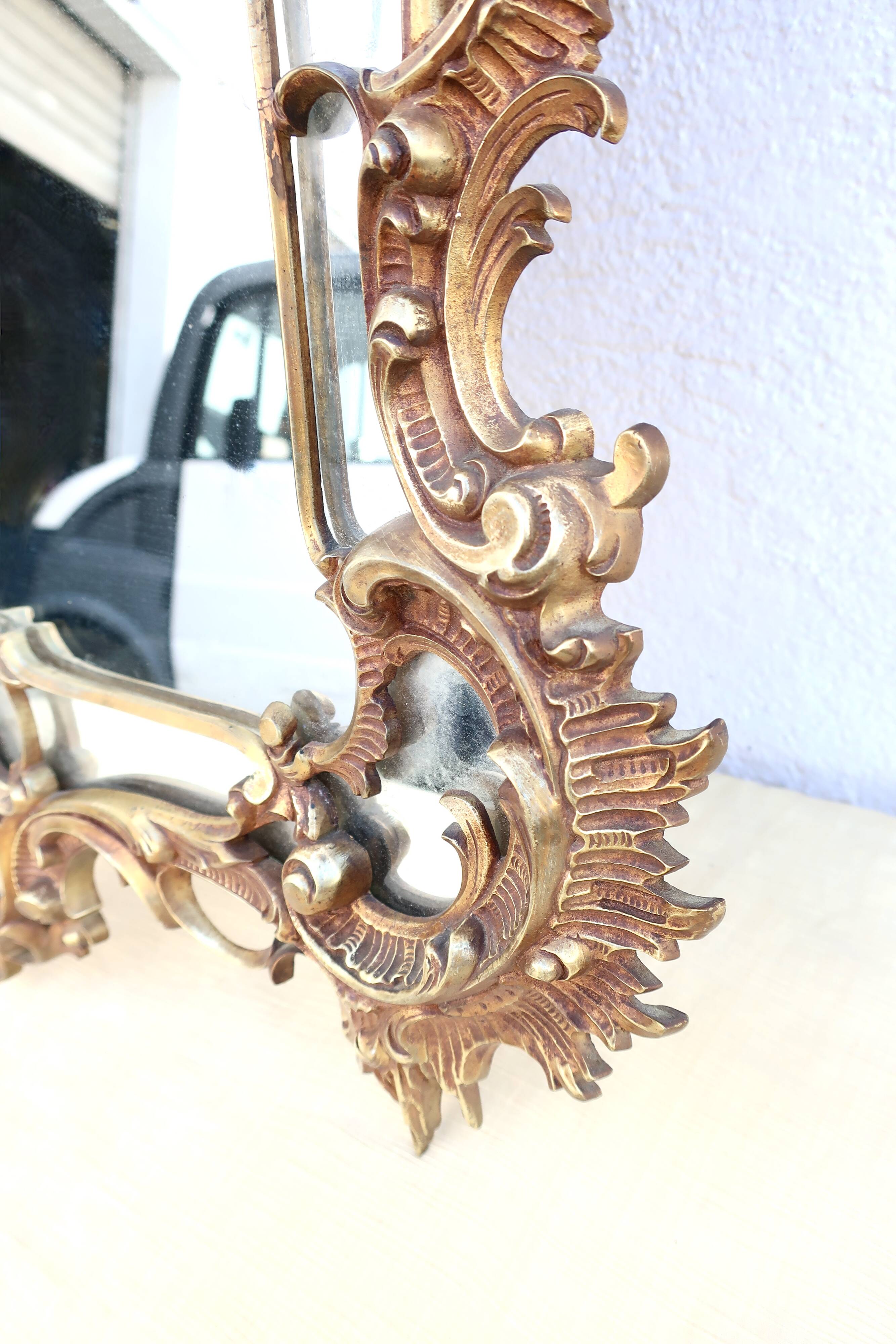 19th century baroque bronze mirror h= 104 cm