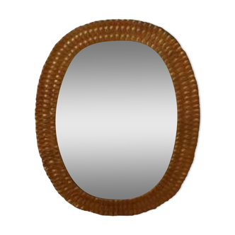 Oval mirror gold metal decoration bohemian ethnic spirit Sézane & Caravane second hand item