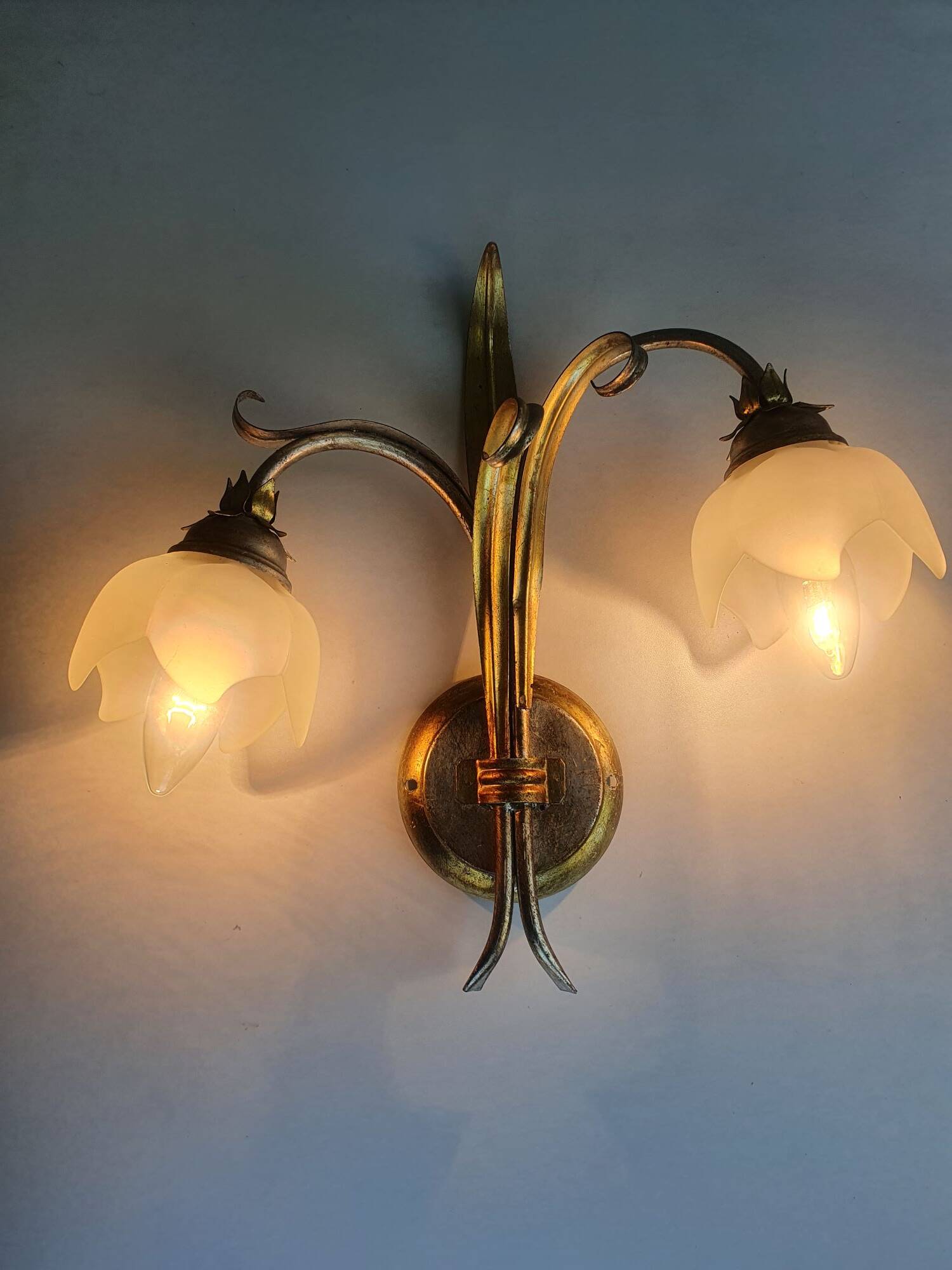Pair of vintage Keria Italy silver and gold wall sconces