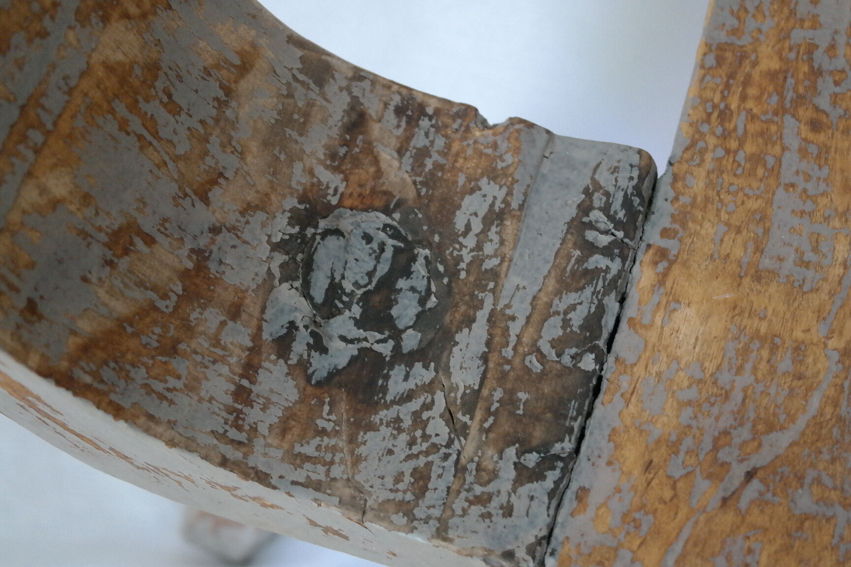 Brutalist wooden chair tripod XXth