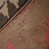 Vintage Kilim Runner, 1960s Burgundy & Pink Wool Rug 295 x 120 cm