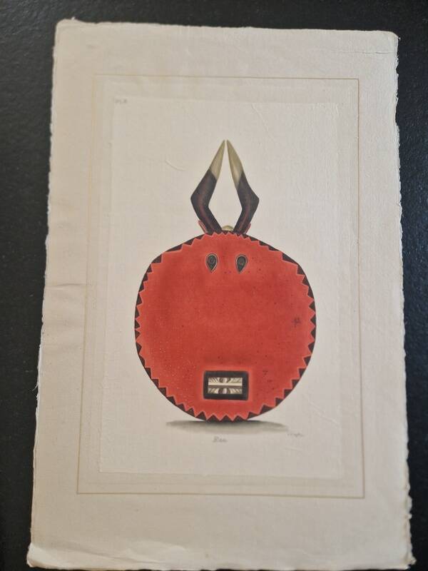 La Roche Laffitte (Born in 1943) - Watercolour drawing on silk - Dan mask