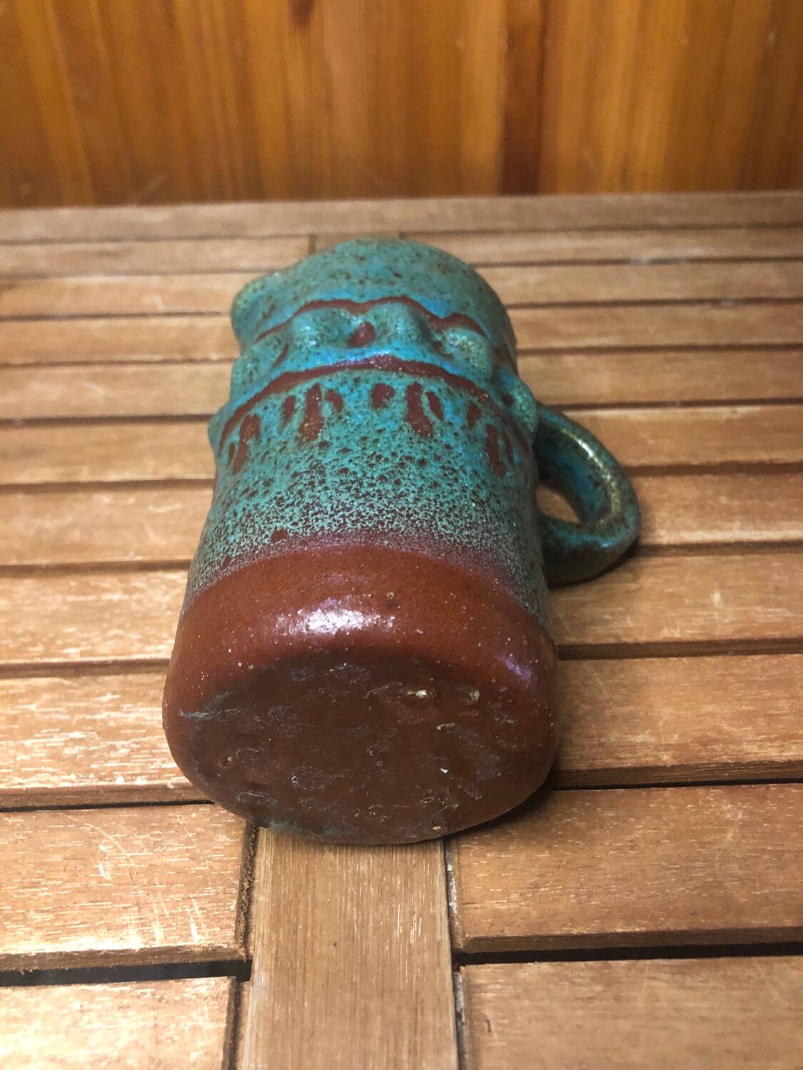 Old Vintage Brown & Green Ceramic Pitcher