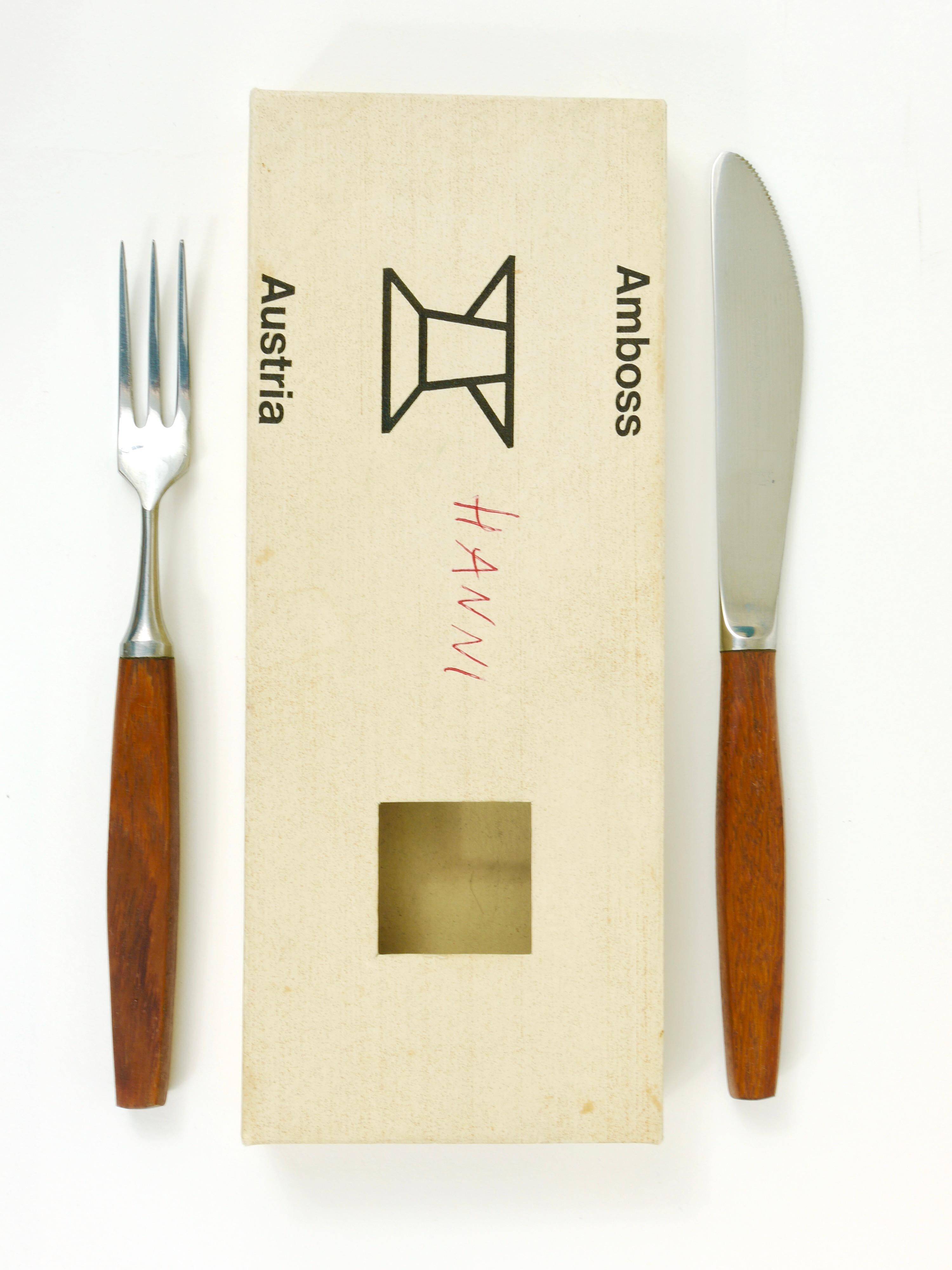 Amboss Box Mid-Century 6 Knives and 6 Forks, Cutlery, Austria, 1950s