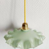 Vintage 1950s mini green opaline portable lamp