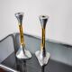 Pair of Brutalist candlesticks by David Marshall, bronze and aluminum, Spain, 1970