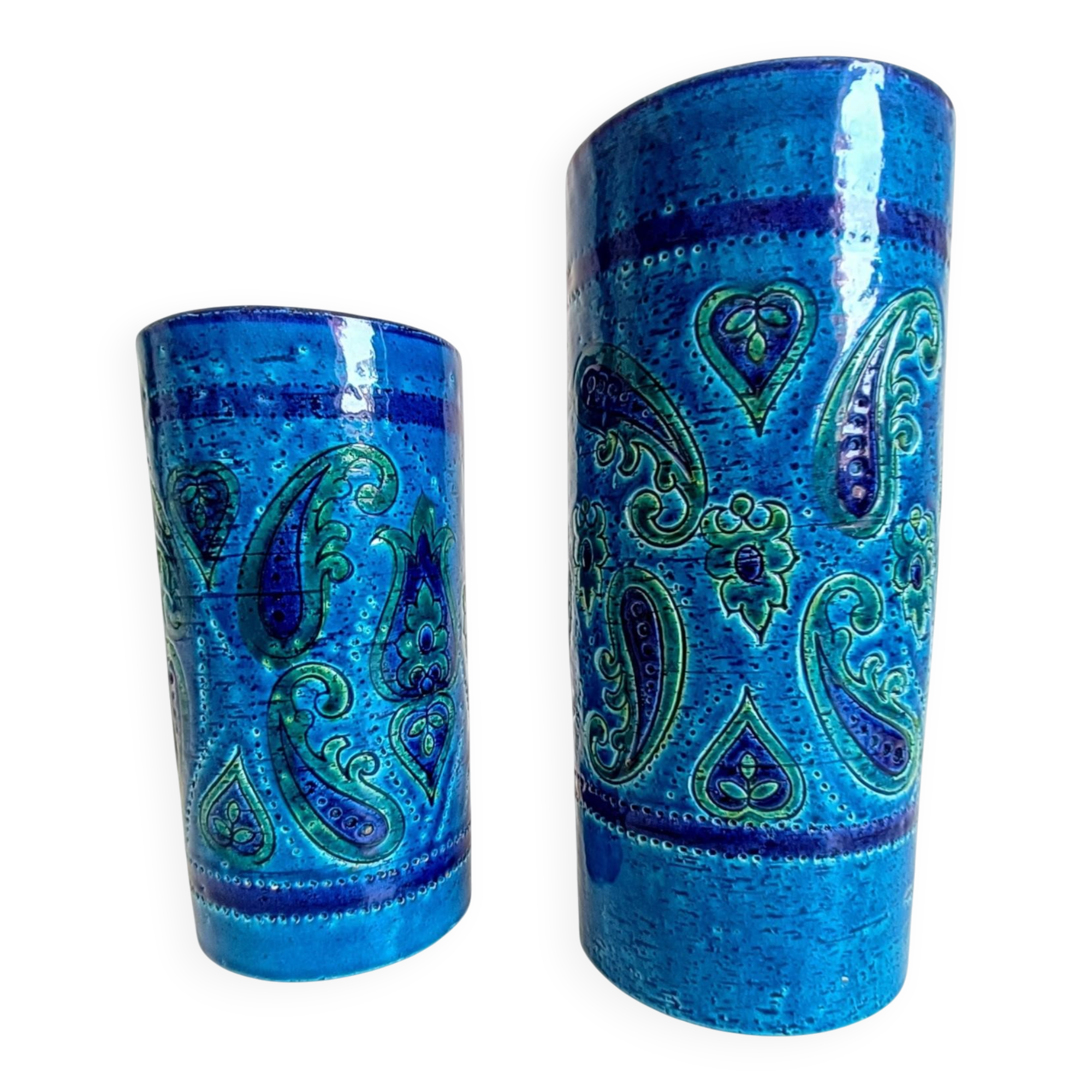 Vases en céramique Rimini Blu d'Aldo Londi, Bitossi, Italie, années 1960.